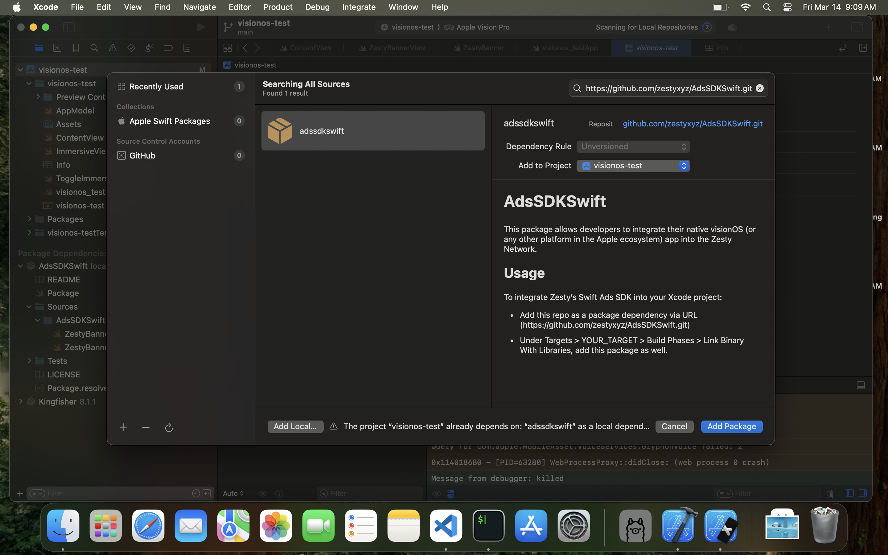 Adding Swift Package